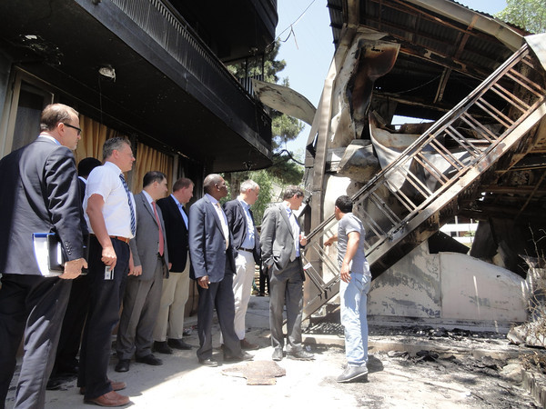The UNOCHA Emergency Directors visited the IOM compound in Kabul following an attack that injured aid workers and security staff, killing one. Photo: Stephanie Julmy / OCHA