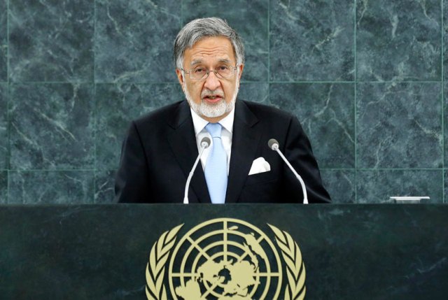 Afghan Minister of Foreign Affairs, Zalmai Rassoul, addressing the United Nations General Assembly on 27 September 2013. Photo: Sarah Fretwell / UN
