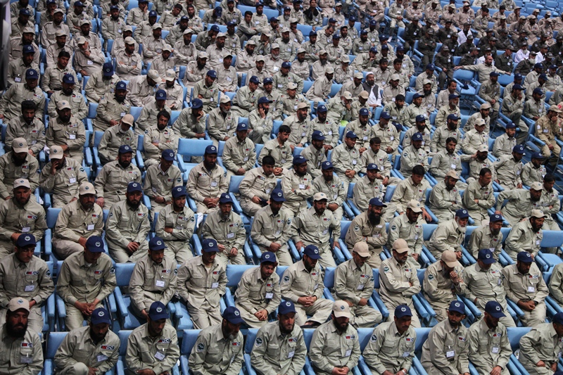 De-miners participating at a ceremony organized in the Afghan capital, Kabul, to mark the International Day for Mine Awareness and Assistance in Mine Action on 3 April 2013. Photo: UNAMA / Fardin Waezi