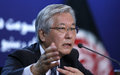 SRSG Tadamichi Yamamoto at a press conference after the JCMB meeting